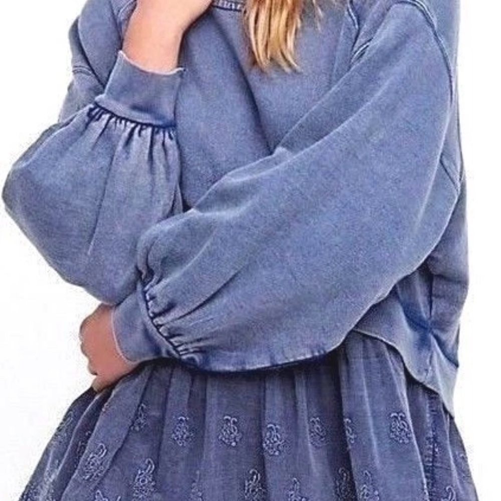Free People Sweet Streets blue French Terry sweatshirt pullover